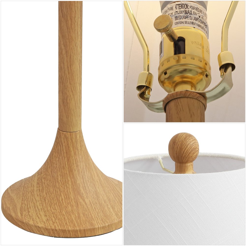 Set of Two 25" Brown Table Lamps LED With Empire Shades