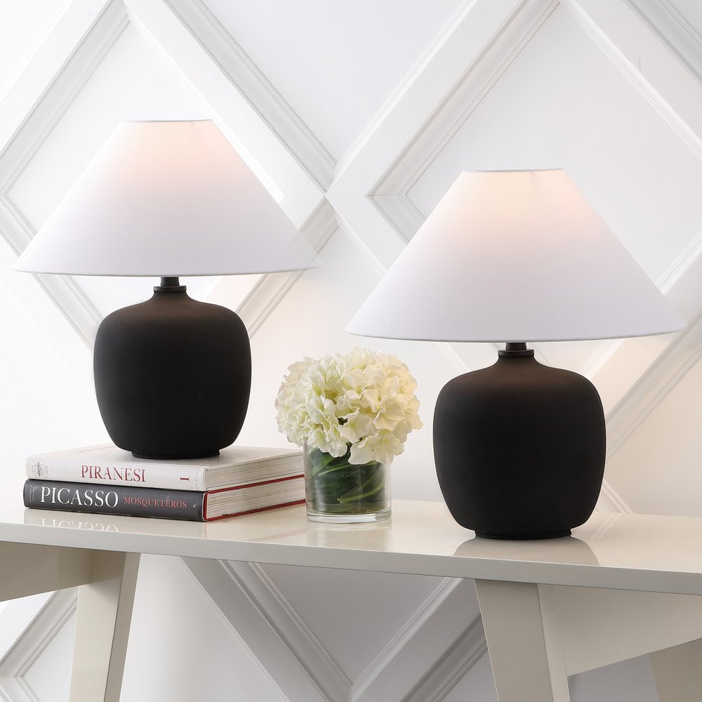 Set of Two 18" Clear Novelty Table Lamps LED With Empire Shades