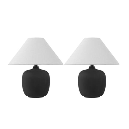 Set of Two 18" Clear Novelty Table Lamps With Empire Shades HomeRoots