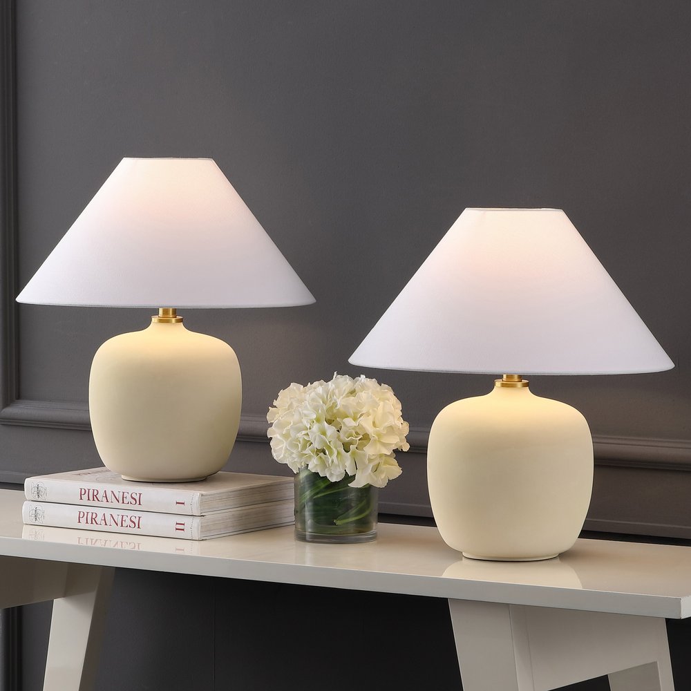 Set of Two 18" Clear Novelty Table Lamps LED With Empire Shades