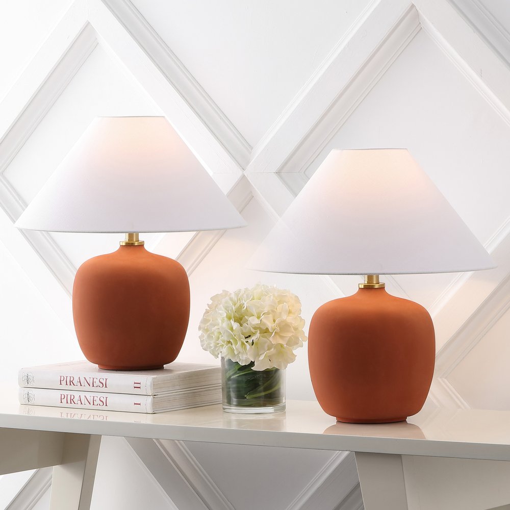 Set of Two 18" Clear Novelty Table Lamps LED With Empire Shades