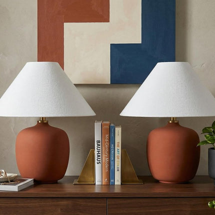 Set of Two 18" Clear Novelty Table Lamps With Empire Shades HomeRoots