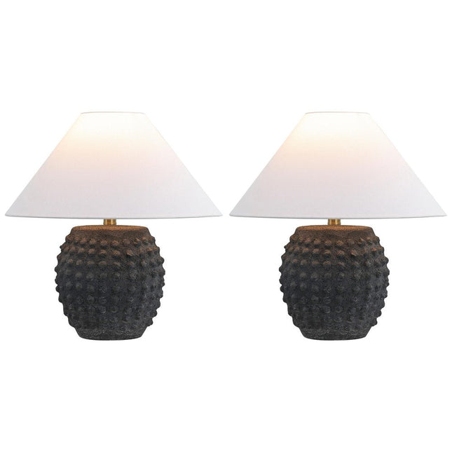 Set of Two 18" Clear Novelty Table Lamps With Empire Shades HomeRoots