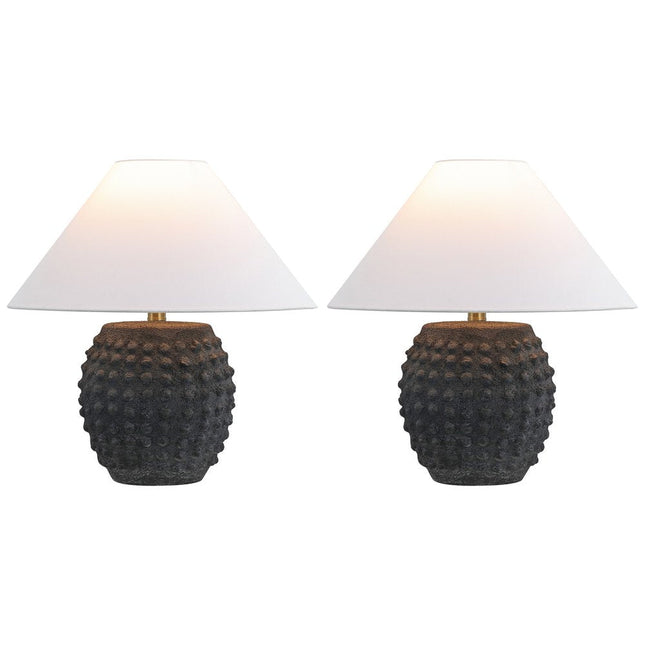 Set of Two 18" Clear Novelty Table Lamps With Empire Shades HomeRoots