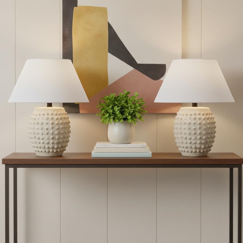 Set of Two 18" Clear Novelty Table Lamps LED With Empire Shades