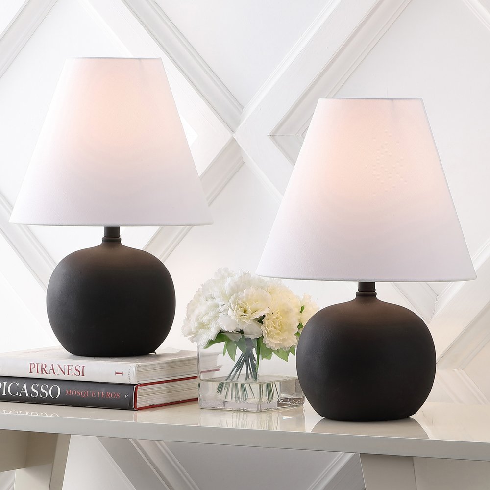 Set of Two 18" Clear Novelty Table Lamps LED With Cone Shades