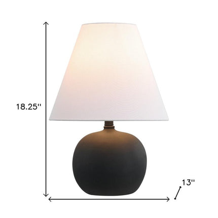 Set of Two 18" Black Round Bedside Lamps With Cone Shades