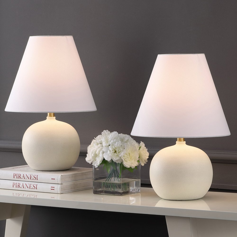 Set of Two 18" Clear Novelty Table Lamps LED With Cone Shades