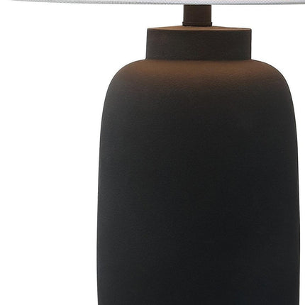 Set of Two 25" Black Urn Table Lamps With Cone Shades HomeRoots