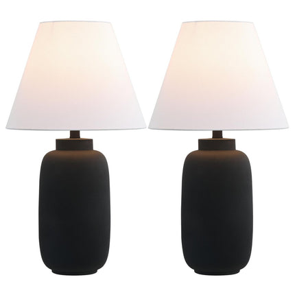 Set of Two 25" Black Urn Table Lamps With Cone Shades HomeRoots