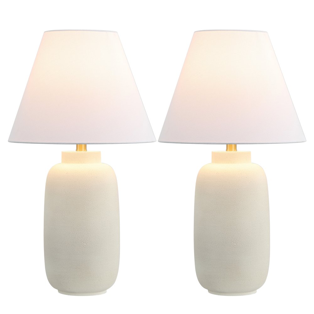 Set of Two 25" Clear Urn Table Lamps LED With Cone Shades