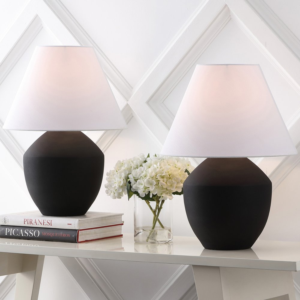 Set of Two 21" Clear Novelty Table Lamps LED With Empire Shades