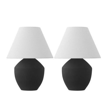 Set of Two 21" Clear Novelty Table Lamps With Empire Shades HomeRoots