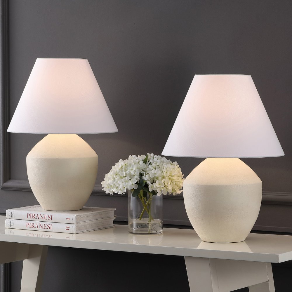 Set of Two 21" Clear Novelty Table Lamps LED With Empire Shades