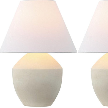 Set of Two 21" Cream Urn Bedside Lamps With Empire Shades HomeRoots