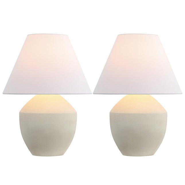 Set of Two 21" Cream Urn Bedside Lamps With Empire Shades HomeRoots
