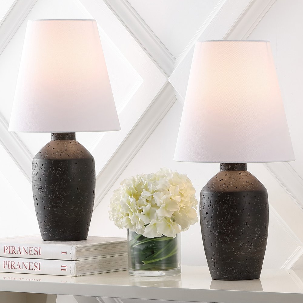 Set of Two 19" Clear Urn Table Lamps LED With Empire Shades