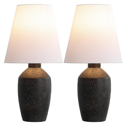Set of Two 19" Black Urn Bedside Lamps With Empire Shades HomeRoots