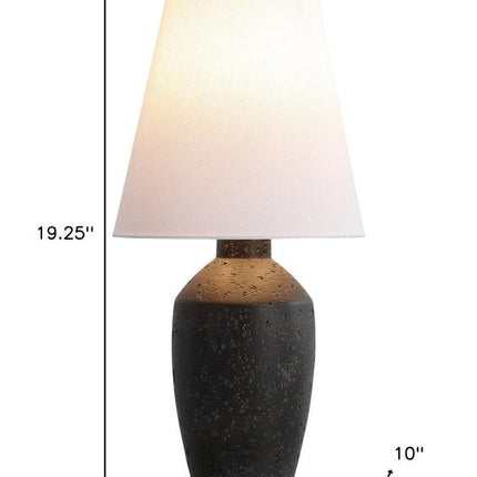 Set of Two 19" Black Urn Bedside Lamps With Empire Shades HomeRoots