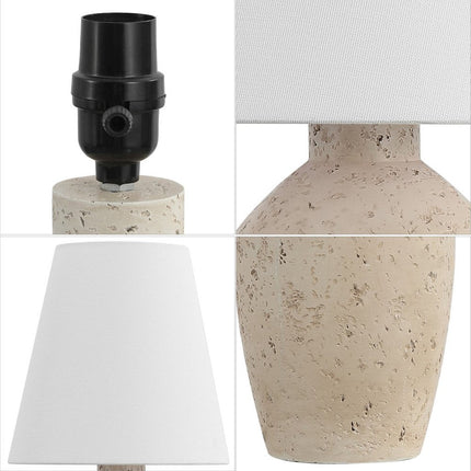 Set of Two 19" Cream Urn Bedside Lamps With Empire Shades HomeRoots