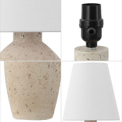 Set of Two 19" Cream Urn Bedside Lamps With Empire Shades HomeRoots
