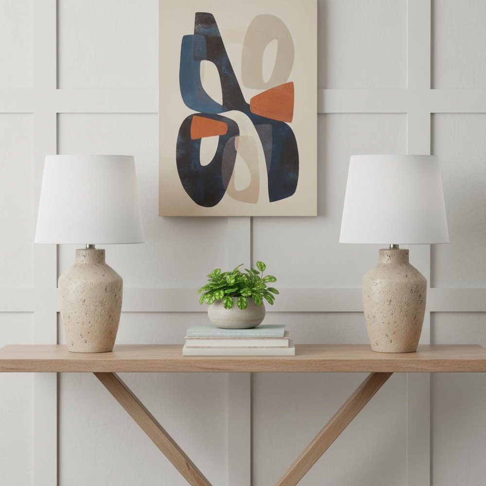 Set of Two 19" Clear Urn Table Lamps LED With Empire Shades