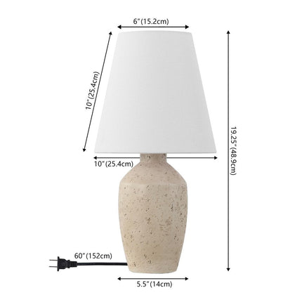 Set of Two 19" Cream Urn Bedside Lamps With Empire Shades HomeRoots