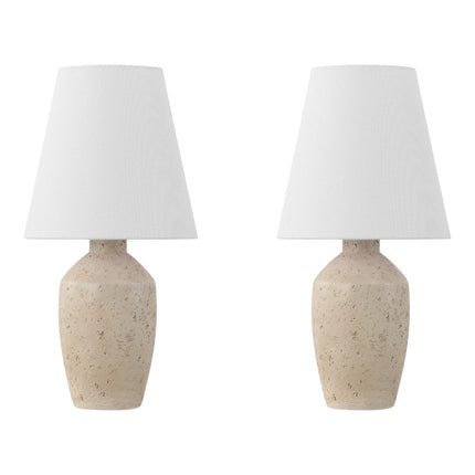 Set of Two 19" Cream Urn Bedside Lamps With Empire Shades HomeRoots