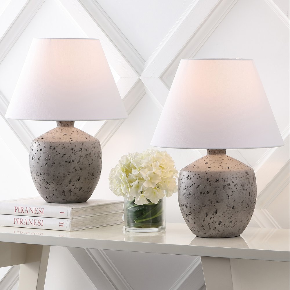 Set of Two 18" Clear Novelty Table Lamps LED With Empire Shades