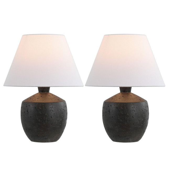 Set of Two 18" Black Urn Table Lamps With Empire Shades HomeRoots