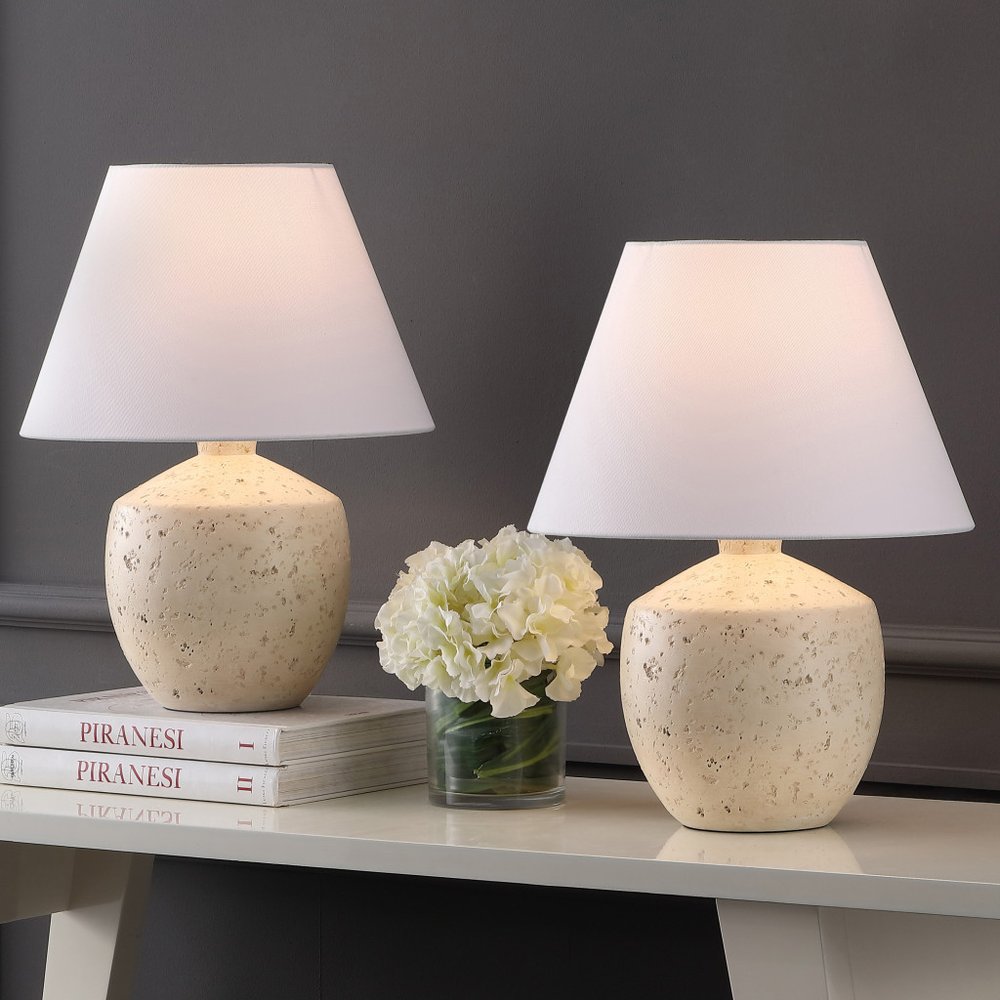 Set of Two 18" Clear Novelty Table Lamps LED With Empire Shades