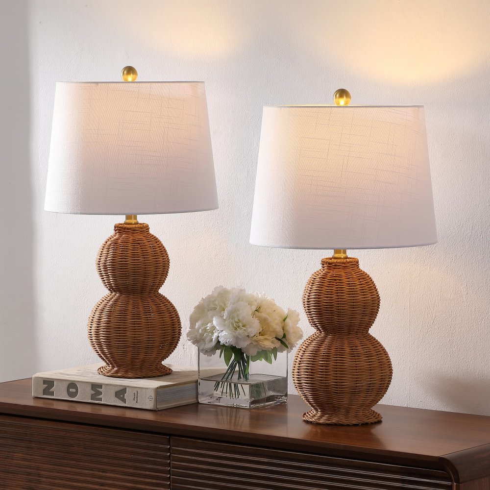 Set of Two 23" Clear Gourd Table Lamps LED With Empire Shades