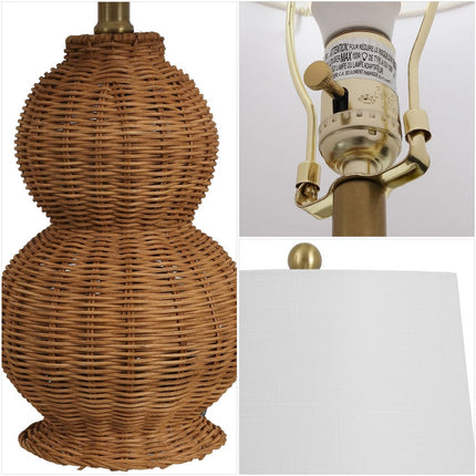 Set of Two 23" Clear Gourd Table Lamps With Empire Shades HomeRoots