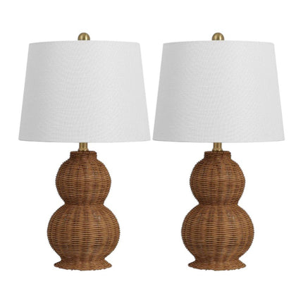 Set of Two 23" Clear Gourd Table Lamps With Empire Shades HomeRoots