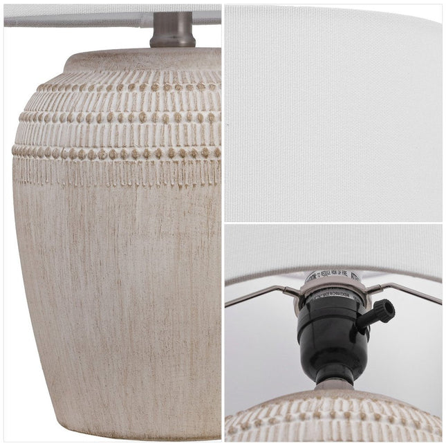 Set of Two 17" Clear Gourd Table Lamps With Drum Shades HomeRoots