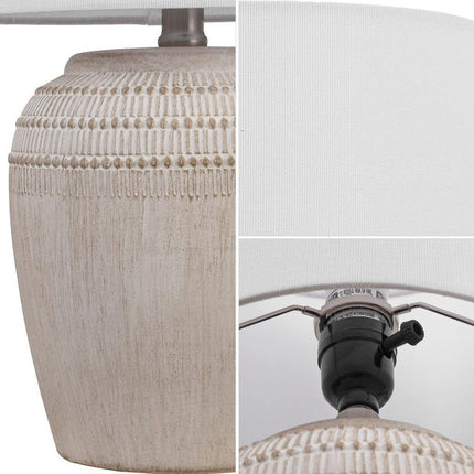 Set of Two 17" Clear Gourd Table Lamps With Drum Shades HomeRoots