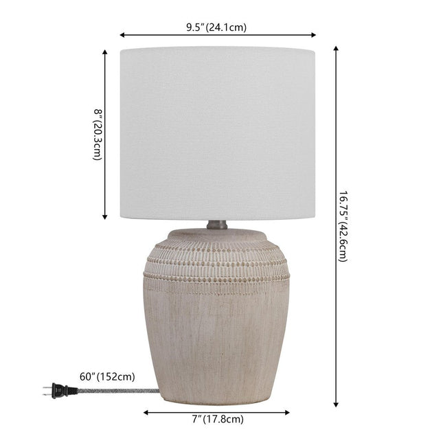 Set of Two 17" Clear Gourd Table Lamps With Drum Shades HomeRoots
