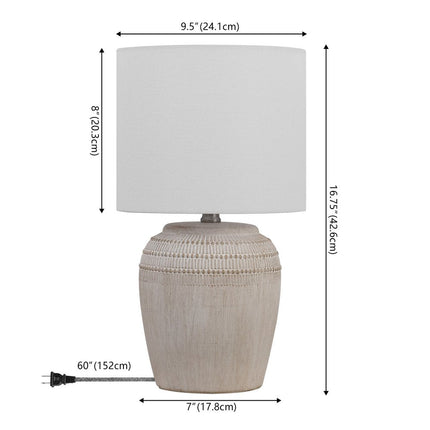 Set of Two 17" Clear Gourd Table Lamps With Drum Shades HomeRoots