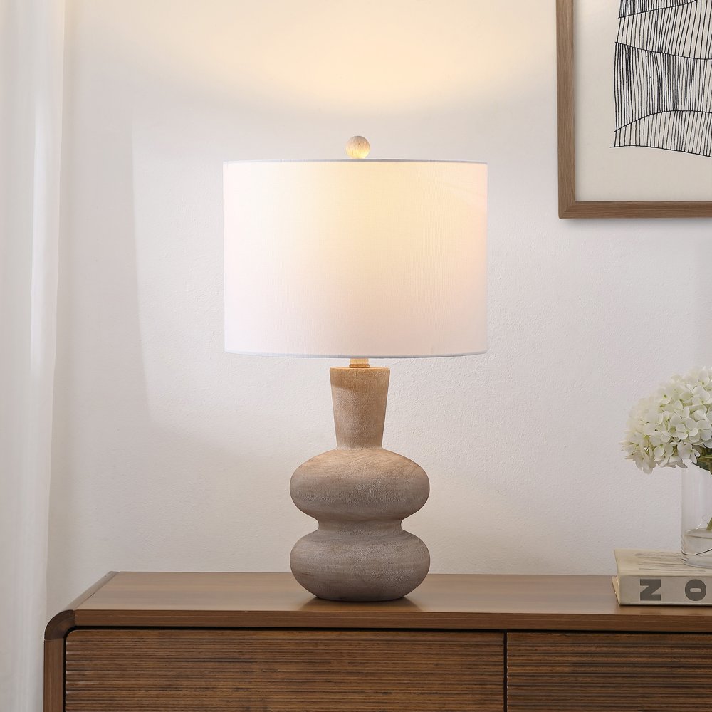 24" Clear Gourd Table Lamp LED With Drum Shade