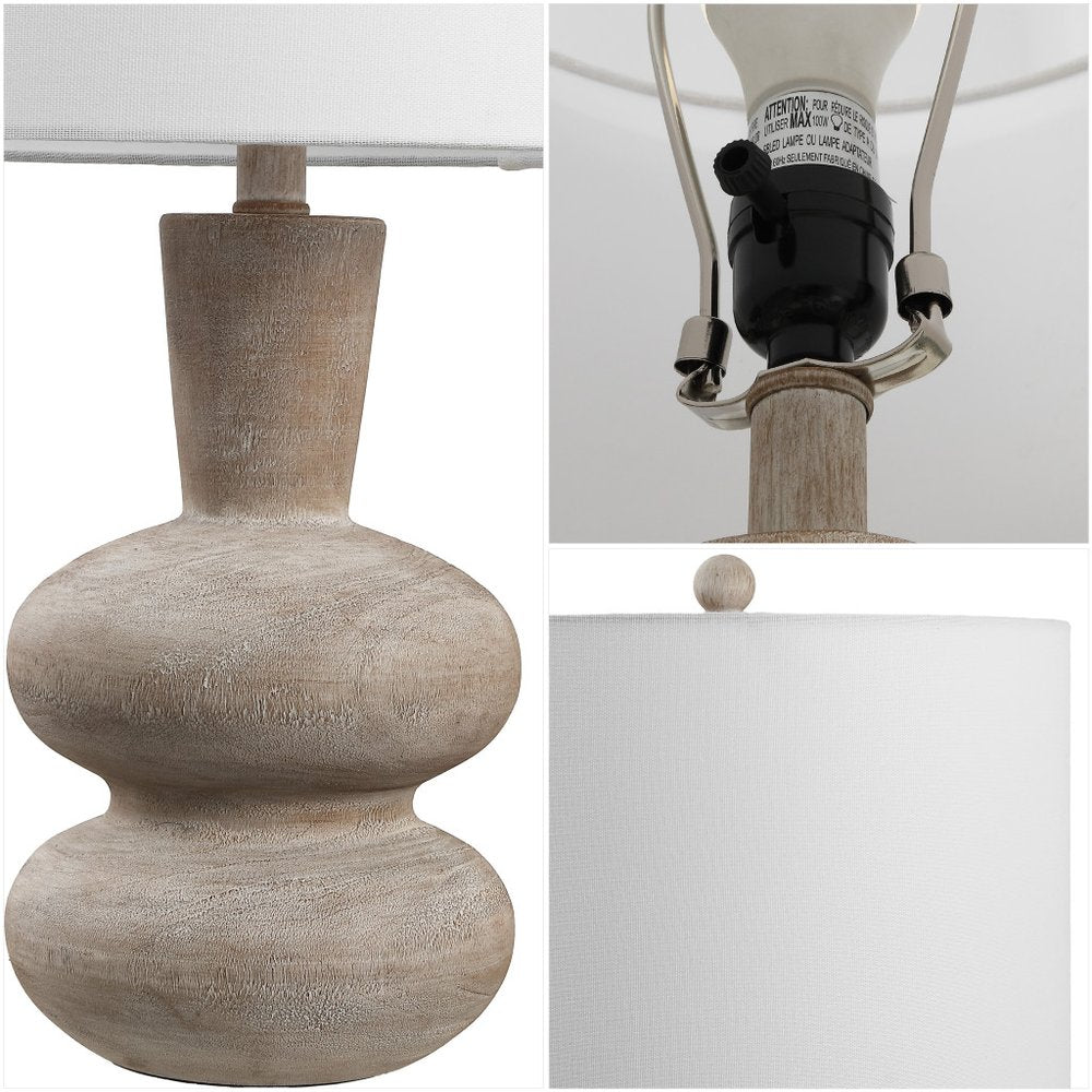 24" Clear Gourd Table Lamp LED With Drum Shade