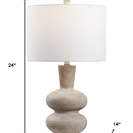 24" Brown Gourd Table Lamp With Drum Shade HomeRoots