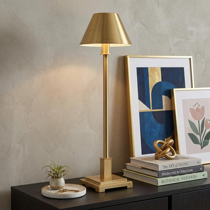 26" Gold Novelty Table Lamp LED With Drum Shade HomeRoots