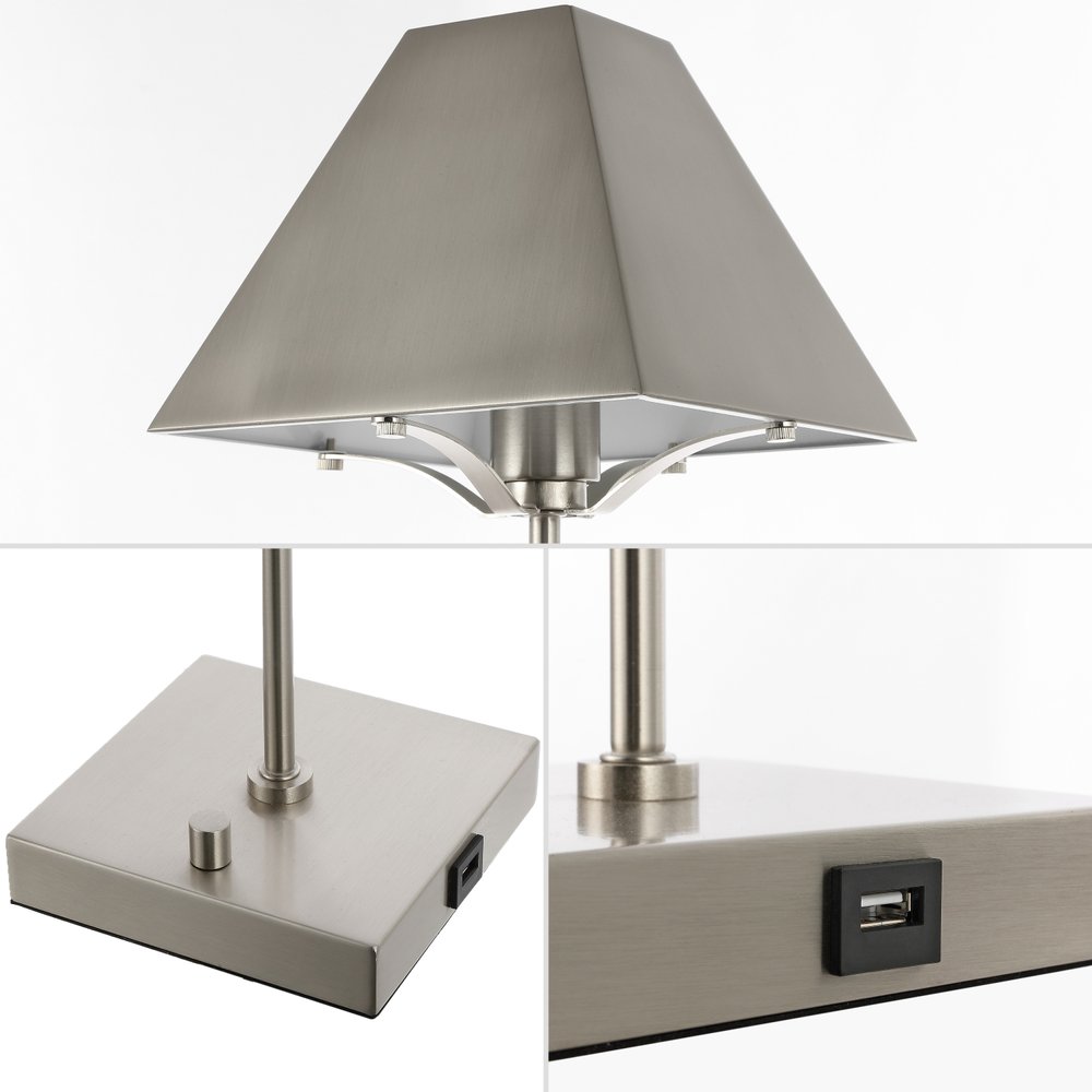 25" Nickel Table Lamp LED With Novelty Shade