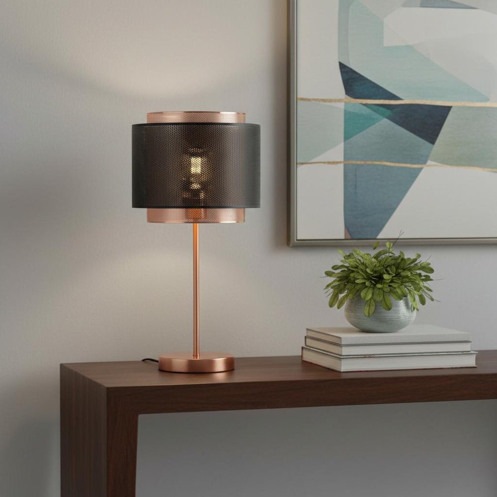 20" Copper Novelty Table Lamp LED With Globe Shade