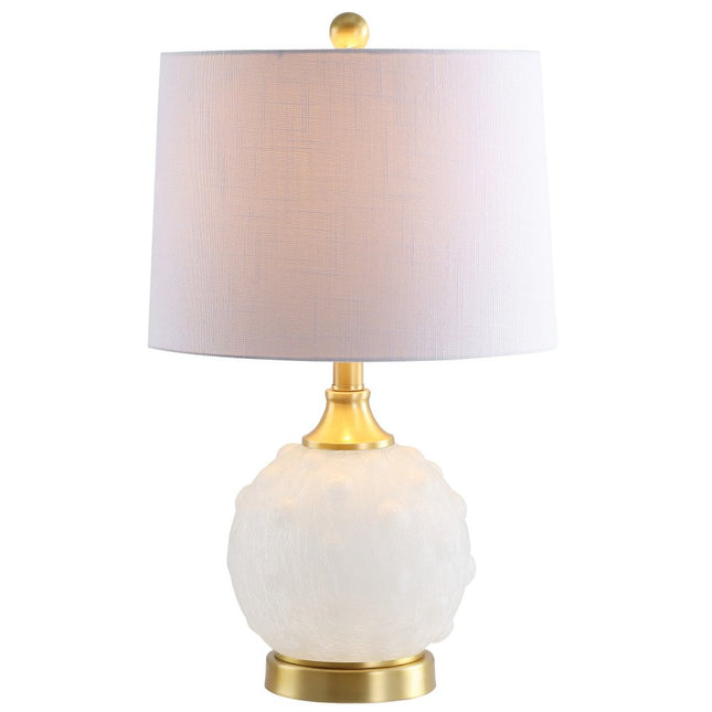 22" White And Gold Globe Table Lamp With Drum Shade