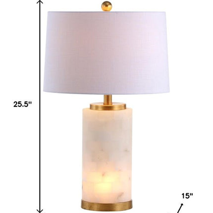 26" White And Gold Table Lamp With Drum Shade HomeRoots