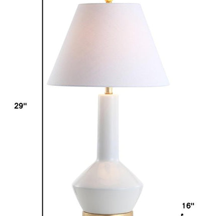 29" White And Gold Urn Table Lamp With Empire Shade HomeRoots