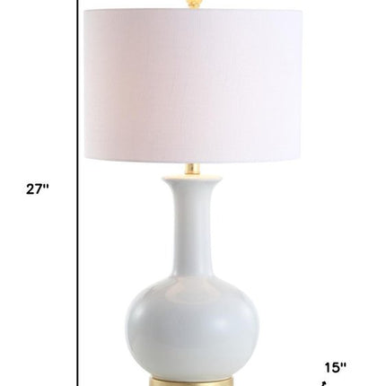 27" White And Gold Novelty Table Lamp With Drum Shade HomeRoots