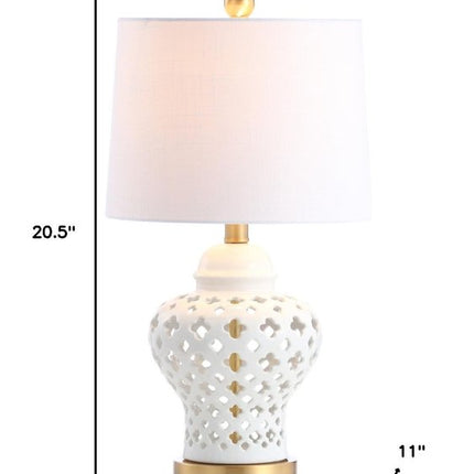 21" White And Gold Urn Table Lamp With Drum Shade HomeRoots