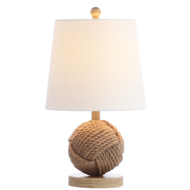18" Natural Rope Ball Coastal Table Lamp With Globe Shade HomeRoots